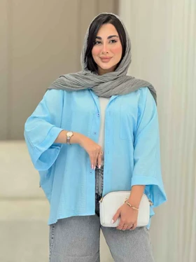 مانتو پانچ آستین پاکتی تک جیب