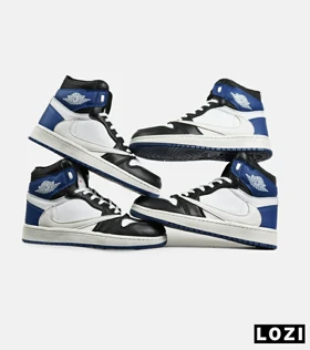 کفش کتانی ساق‌دار سفید آبی مشکی مردانه NIKE travis scott