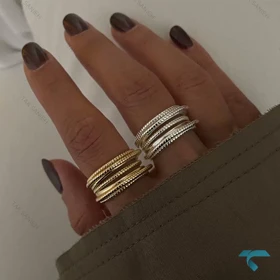 انگشتر شیاردار طلایی و نقره ایی Ring-8658-L