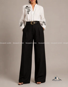 شومیز سفید گلدوزی اورسایز ZARA