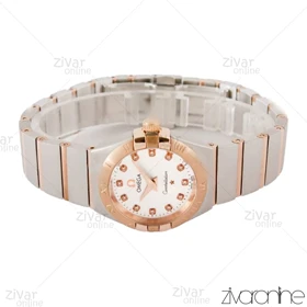 ساعت امگا کانسلیشن زنانه دورنگ رزگلد ایندکس نگین‌دار 104204