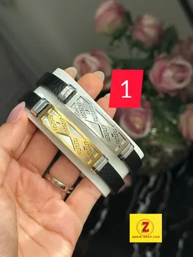 دستبند مردانه چرمی و استیل