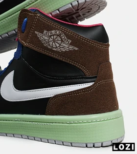 کفش کتانی مردانه و زنانه ساق‌دار مشکی آبی قهوه ای NIKE jordan 1