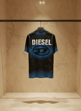 تیشرت کاستوم شده دیزل آبی مردانه نخ پنبه 409
