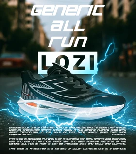 کفش کتانی مردانه و زنانه مشکی طوسی GENERIC All Run مدل 7207