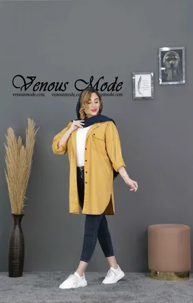 مانتو جین رنگی جلودکمه