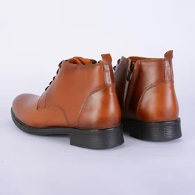 بوت مردانه عسلی دراتی مدل بند و زیپ
