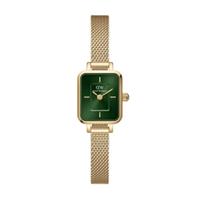 ساعت DW زنانه مستطیلی بند حصیری طلایی صفحه سبز DW-4921-L