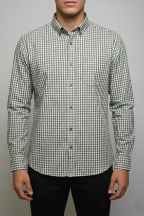 پیراهن مردانه چهارخانه آستین بلند نخ پنبه شیک 417