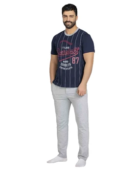 ست راحتی مردانه نیم آستین طرح baseball سیلکا