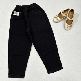 شلوار کتان مام دخترانه مشکی خرگوش دار