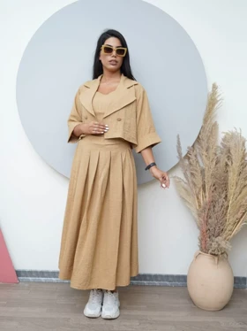 ست سه تیکه کراپ کت دامن