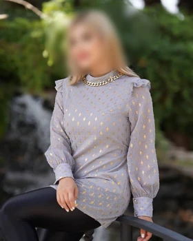 شومیز زنانه کرپ حریر طلا کوب مجلسی بلند آستردار