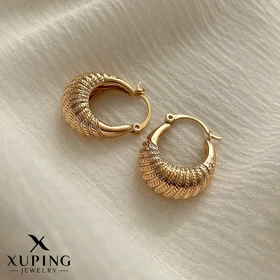 گوشواره حلقه‌ای کشکولی طرح طلا با روکش طلایی ژوپینگ