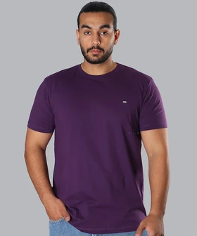 تیشرت ساده بادمجانی مردانه 9158