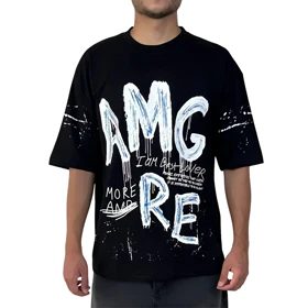 تیشرت آستین کوتاه مردانه مشکی طرح گرافیکی