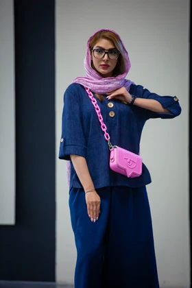 شومیز پرینی دکمه چوبی
