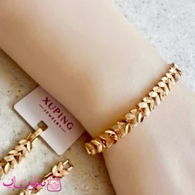 دستبند زنانه ژوپینگ مدل برگ طلایی رنگ کد 7991