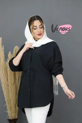 مانتو یقه انگلیسی کمرگت