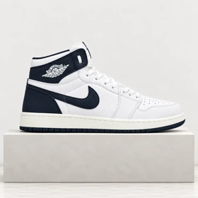 کتانی نایک Air Jordan 1 سفید مشکی مدل 9702 استایل کلاسیک و خیابانی
