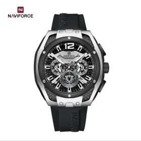 ساعت مچی اورجینال نیوی فورس NF 8063 سه موتوره قاب سیلور مدل m-10370