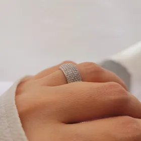 حلقه جواهری Pave فول نگین