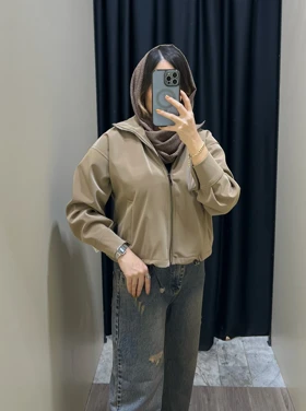 کاپشن چرم کوتاه زنانه مدل بامبر آستردار قد 50