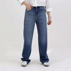 شلوار جین راسته لاین آبی متوسط