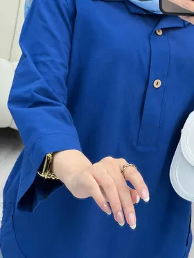 مانتو لینن دو دکمه پایین هلال