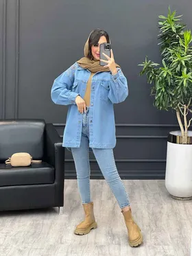 مانتو جین گلدوزی