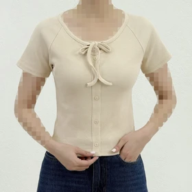 تیشرت زنانه کبریتی جلو گره‌ای | آی بولک