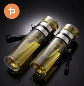 فلاسک شیشه ای دمنوش در دوحجم