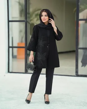مانتو مشکی مدل سنجاقک کد 2615