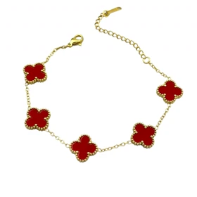 دستبند زنانه با طرح ونکلیف و رنگ قرمز آتشین