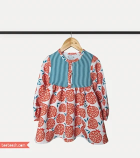 پیراهن طرحدار قرمز وسبز