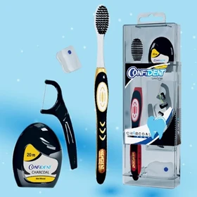 پک مسواک و نخ دندان ذغالی کانفیدنت