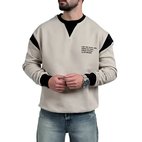 دورس مردانه پنبه نسکافه ای نخ طرح یقه هفت