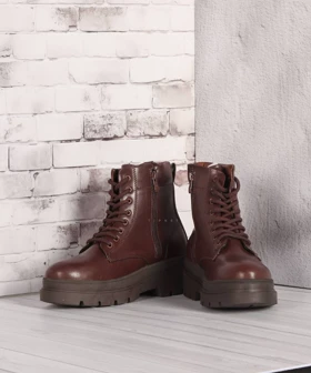 نیم بوت مردانه قهوه ای زیپ‌دار 6360