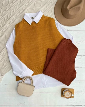 جلیقه بافت بغل دکمه کد 3245