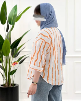 شومیز راه‌راه پاکتی جین کاغذی