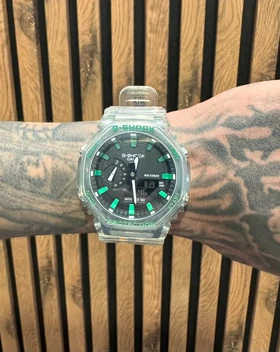 ساعت جی شاک 2100 شفاف عقربه سبز