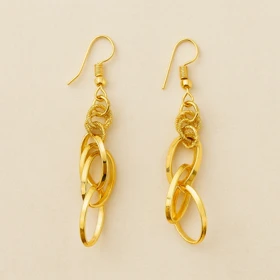 گوشواره آویز زنجیری طلایی