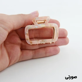کلیپس دخترانه فلزی مستطیل خطی آبرنگی کوچک (صورتی)