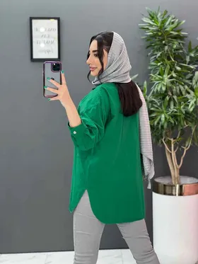 مانتو شومیزی دکمه مخفی پایین هلالی