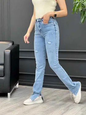 شلوار اسکینی زاپ‌دار پایین چاک 12607