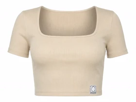 کراپ تاپ یقه خشتی طرح کبریتی کرم کد 629