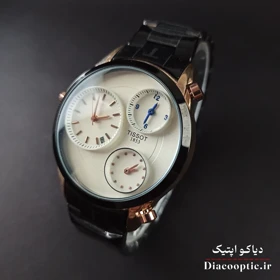 ساعت مچی مردانه برند تیسوت سه موتور مدل Tis1146 استیل (مشکی سفید)