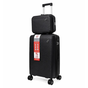 چمدان Monza مدل M-077-PP-SX سایز کوچک به همراه چمدان لوازم آرایشی (مشکی)