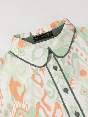 شومیز زنانه طرح دار کرپ الیزه یقه مردانه 30102