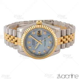 ساعت رولکس دیت جاست مردانه صفحه آبی ایندکس نگین‌دار 105041